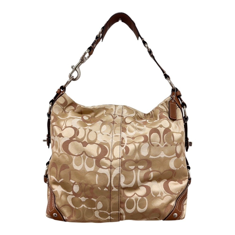 Coach Carly Large Optic Signature Jacquard Hobo Bag 13981 Cognac Brown
